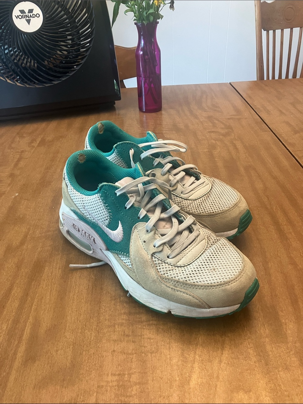 Nike AIR MAX White and Teal Lace-Up Running Sneakers